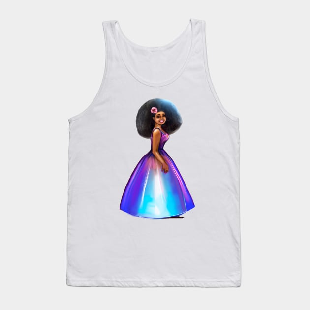 Princess in blue  ! beautiful  black girl with Afro hair, brown eyes and dark brown skin. Black princess Tank Top by Artonmytee